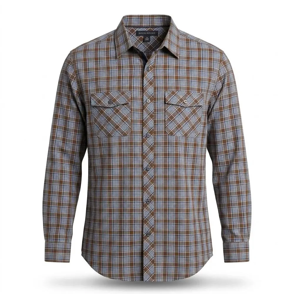 Banana Republic Blue Lightweight Plaid Button-Up Shirt Men Size XL